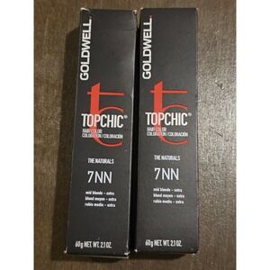 Lot 2 Goldwell Topchic Permanent Hair Color 2.1oz 7NN Mid Blonde Naturals